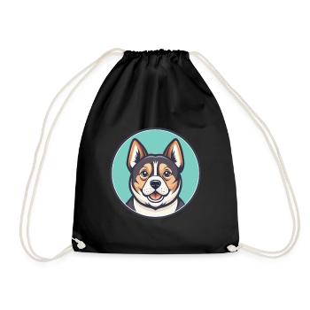 Thai Bangkaew Dog Breed Cartoon Kawaii Clipart Pet - Drawstring Bag - black - Front