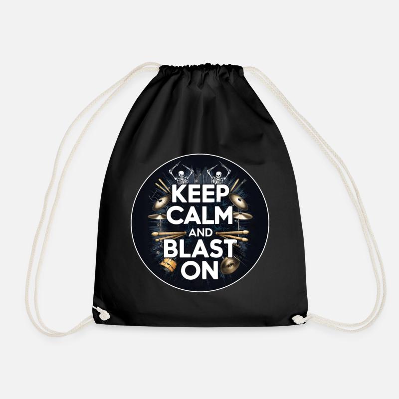 Drummer Schlagzeuger T-Shirt Blast Beats Drumming - Drawstring Bag - black