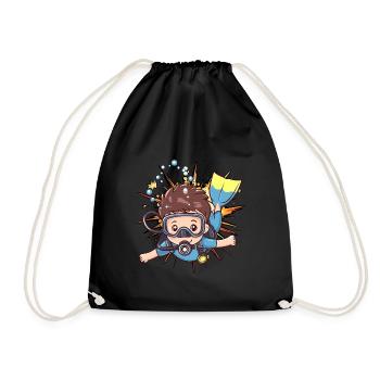 Diving Snorkeling - Drawstring Bag - black - Front