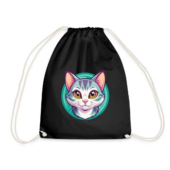 Chat américain à poil court race dessin animé Kawaii Animal - Sac de sport léger - noir - Devant