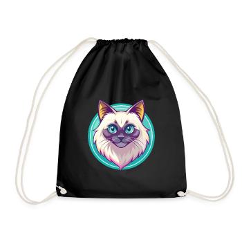 Birma Katze Rasse Karikatur Kawaii Tier Haustier - Turnbeutel - Schwarz - Vorne