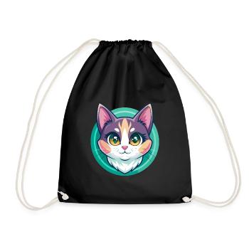 Verdünnte Kattunkatze Rasse Karikatur Kawaii Tier Haustier - Turnbeutel - Schwarz - Vorne