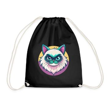 Himalaya-Katzenrasse Karikatur Kawaii Tier Haustier - Turnbeutel - Schwarz - Vorne