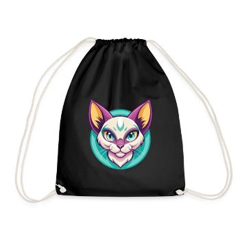 Khao Manee Chat Race Dessin Animé Kawaii Animal Pet - Sac de sport léger - noir - Devant