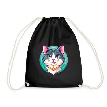 Manx Chat Race Dessin Animé Kawaii Animal Pet - Sac de sport léger - noir - Devant