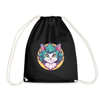Laperm Chat Race Dessin Animé Kawaii Animal Pet - Sac de sport léger - noir - Devant