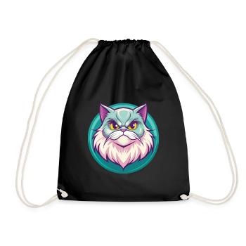 Persische Katze Rasse Cartoon Kawaii Tier Haustier - Turnbeutel - Schwarz - Vorne