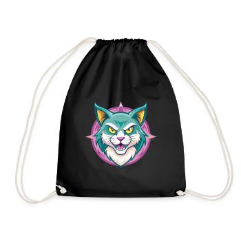 Raas Cat Breed Cartoon Kawaii Animal Pet - Drawstring Bag - black - Front