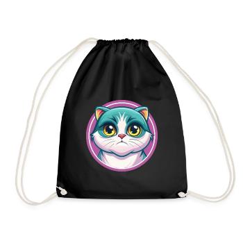 Schottisch Falten Katze Rasse Karikatur Kawaii Tier Haustier - Turnbeutel - Schwarz - Vorne