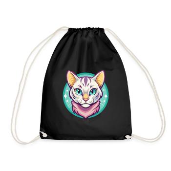 Schnee Bengalen Katze Rasse Karikatur Kawaii Tier Haustier - Turnbeutel - Schwarz - Vorne