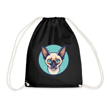Balinesische Katze Rasse Cartoon Kawaii Tier Haustier - Turnbeutel - Schwarz - Vorne