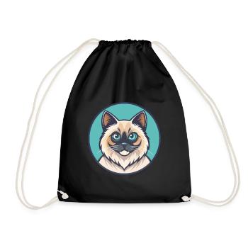 Birma Katze Rasse Karikatur Kawaii Tier Haustier - Turnbeutel - Schwarz - Vorne