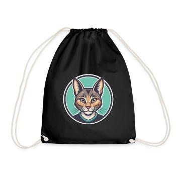 Ägäis Katze Rasse Karikatur Kawaii Tier Haustier - Turnbeutel - Schwarz - Vorne