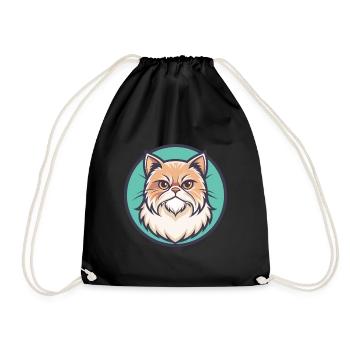 Persische Katze Rasse Cartoon Kawaii Tier Haustier - Turnbeutel - Schwarz - Vorne