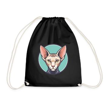 Peterbald Chat Race Dessin Animé Kawaii Animal Pet - Sac de sport léger - noir - Devant