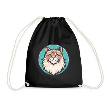 British Longhair Cat Breed Cartoon Kawaii Animal - Drawstring Bag - black - Front