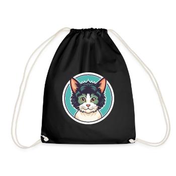 Laperm Chat Race Dessin Animé Kawaii Animal Pet - Sac de sport léger - noir - Devant
