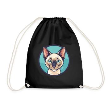 Chat tonkinois race dessin animé Kawaii animal de compagnie - Sac de sport léger - noir - Devant