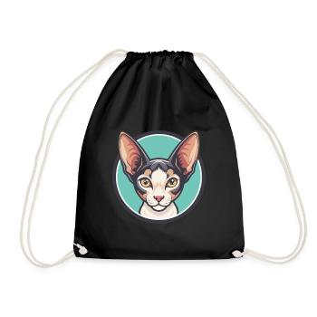 Cornish Rex Chat Race Dessin animé Kawaii Animal Pet - Sac de sport léger - noir - Devant
