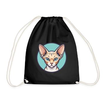 Devon Rex Chat Race Dessin Animé Kawaii Animal Pet - Sac de sport léger - noir - Devant