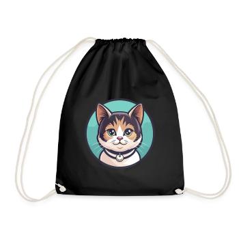 Munchkin Katze Rasse Karikatur Kawaii Tier Haustier - Turnbeutel - Schwarz - Vorne