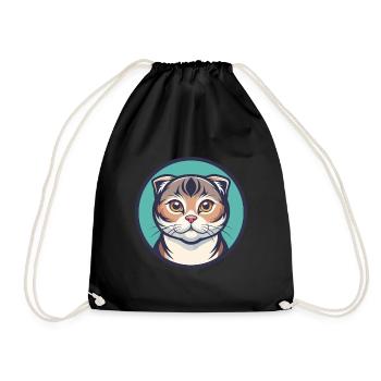 Schottisch Falten Katze Rasse Karikatur Kawaii Tier Haustier - Turnbeutel - Schwarz - Vorne