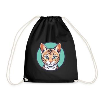 Schnee Bengal Katze Rasse Karikatur Kawaii Tier Haustier - Turnbeutel - Schwarz - Vorne