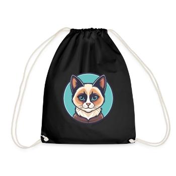 Schneeschuh Katze Rasse Karikatur Kawaii Tier Haustier - Turnbeutel - Schwarz - Vorne