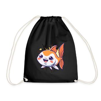 Fish Fishing Fishing - Drawstring Bag - black - Front