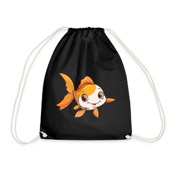 Fish Fish Fish Fish Head - Drawstring Bag - black - Front