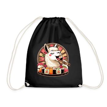 Sushi Lama Maki Geschenk - Turnbeutel - Schwarz - Vorne