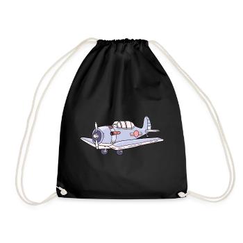 Airplane Flying Jet - Drawstring Bag - black - Front