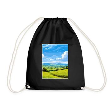 Shropshire Hills Aonb Travel Poster Souvenir WPA - Drawstring Bag - black - Front