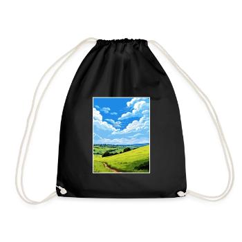 Howardian Hills Aonb Travel Poster Souvenir WPA - Drawstring Bag - black - Front