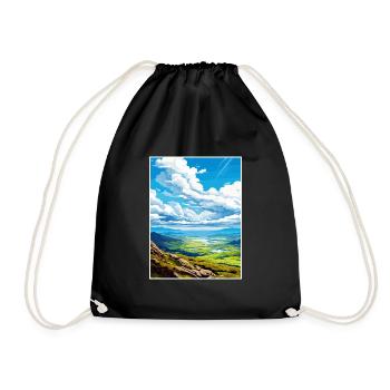 Mourne Mountains Aonb Travel Poster Souvenir WPA - Drawstring Bag - black - Front