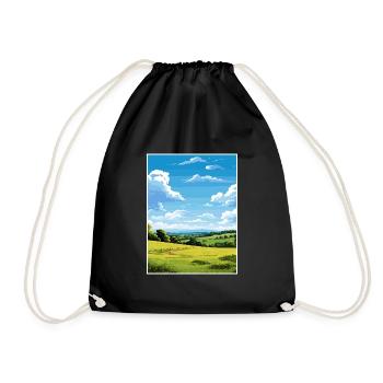 Blackdown Hills Aonb Travel Poster Souvenir WPA - Drawstring Bag - black - Front