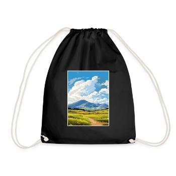 Mourne Mountains Aonb Travel Poster Souvenir WPA - Drawstring Bag - black - Front