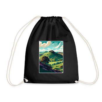 Shropshire Hills Aonb Travel Poster Souvenir WPA - Drawstring Bag - black - Front