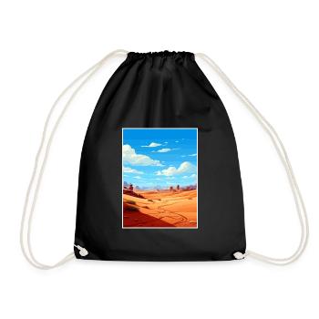 Merzouga Morocco Travel Poster Souvenir Paint WPA - Drawstring Bag - black - Front