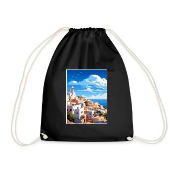 Tetouan Morocco Travel Poster Souvenir Paint WPA - Drawstring Bag - black - Front