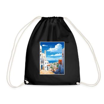 Tetouan Medina Morocco Travel Poster Souvenir WPA - Drawstring Bag - black - Front