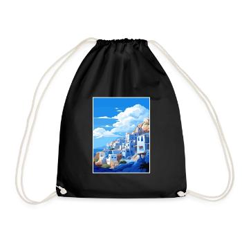 Chefchaouen Morocco Vintage Travel Poster Souvenir - Drawstring Bag - black - Front