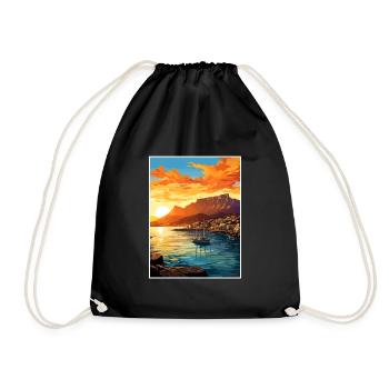 Cape Town Afrique du Sud Affiche de voyage Souvenir WPA - Sac de sport léger - noir - Devant