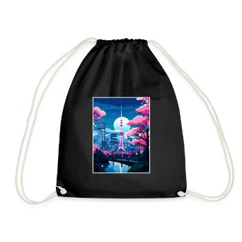 Japon Tokyo Voyage Affiche Souvenir Carte Postale Peinture - Sac de sport léger - noir - Devant