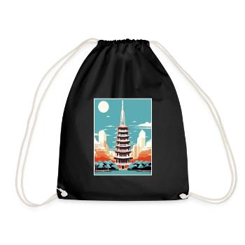 Japon Tokyo Voyage Affiche Souvenir Carte Postale Peinture - Sac de sport léger - noir - Devant