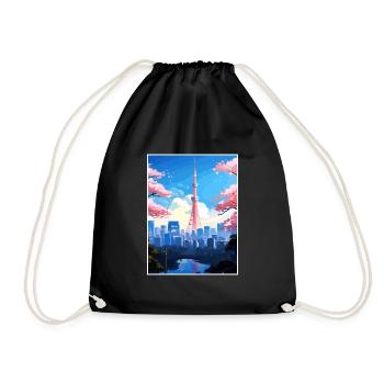 Japon Tokyo Voyage Affiche Souvenir Carte Postale Peinture - Sac de sport léger - noir - Devant
