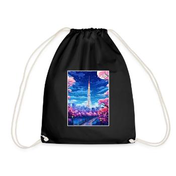 Japon Tokyo Voyage Affiche Souvenir Carte Postale Peinture - Sac de sport léger - noir - Devant