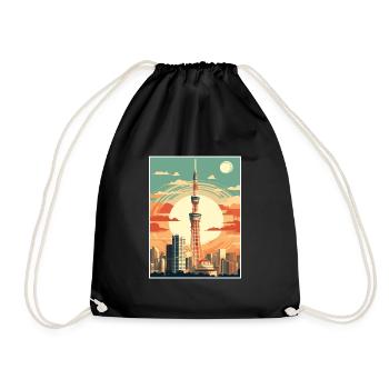 Japon Tokyo Voyage Affiche Souvenir Carte Postale Peinture - Sac de sport léger - noir - Devant