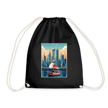 Shanghai Chine Voyage Affiche Souvenir Peinture WPA - Sac de sport léger - noir - Devant