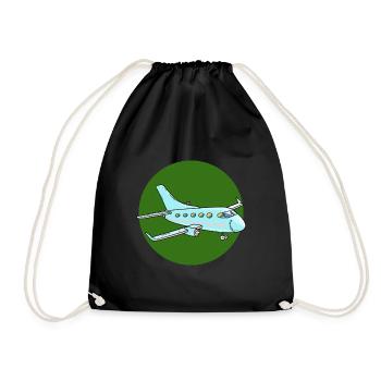 Airplane Flying Glider - Drawstring Bag - black - Front